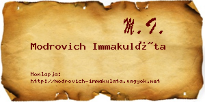 Modrovich Immakuláta névjegykártya